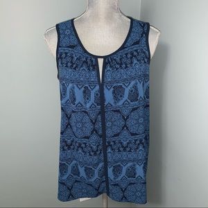 FAITH & JOY paisley KeyHole paisley tank blouse sleeveless size small bohemian
